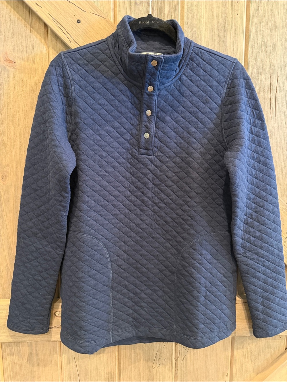 Duluth Trading Co Quilted Snap-Placket Pullover Sweatshirt - Navy Blue